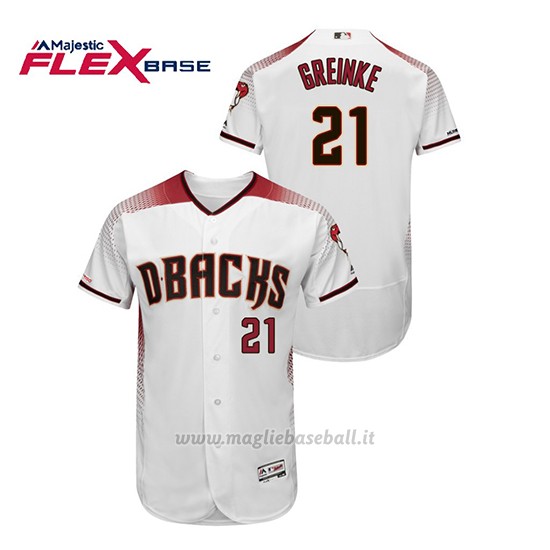 Maglia Baseball Uomo Arizona Diamondbacks Zack Greinke 150th Aniversario Patch Autentico Flex Base Bianco Rosso